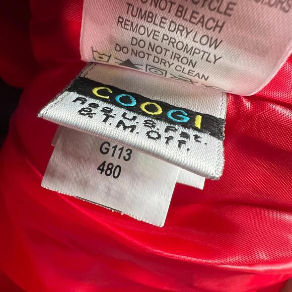 Coogi Puffer Jacket Small Black Red White Faux Fur Hood NWT Retro Y2K - Picture 4 of 11